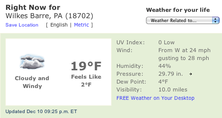 Tonights Chilly Weather